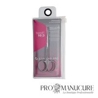 Pack - Ciseaux à cuticule Staleks Pro Smart 10 Type 3 SS-10/3 acier inoxydable lames droites étroites 22mm anneaux classiques manucure pédicure professionnelle