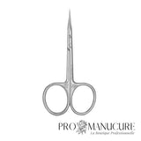 Ciseaux à cuticules Premium Staleks Pro Exclusive 20 Type 2 SX-20/2m Magnolia gravé manches courts courbés pointes effilées tapered courbure classique acier inoxydable pour manucure professionnelle haut de gamme