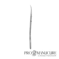 Side - Ciseaux à cuticules Premium Staleks Pro Exclusive 20 Type 2 SX-20/2m Magnolia gravé manches courts courbés pointes effilées tapered courbure classique acier inoxydable pour manucure professionnelle haut de gamme