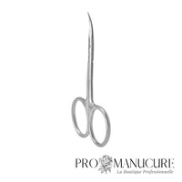 Ciseaux à cuticules Premium Staleks Pro Exclusive 20 Type 2 SX-20/2m Magnolia gravé manches courts courbés pointes effilées tapered courbure classique acier inoxydable pour manucure professionnelle haut de gamme