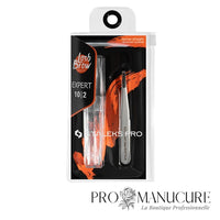 Pack - Pince à épiler sourcils droite étroite Staleks Pro Expert 10 Type 2 TE-10/2 acier inoxydable satinée 92mm pour correction sourcils fins professionnelle