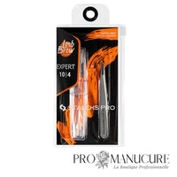 Pack - Pince à épiler sourcils Staleks Pro Expert 10 Type 4 TE-10/4 biseau étroit 0,1 mm surface mate anti-reflet acier AISI 420 pour sourcils fins étroits professionnelle