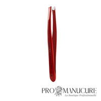 Pince à épiler sourcils large biseautée Staleks Pro Expert 11 Type 3 TE-11/3R poignées rouge acier inox correction sourcils épais
