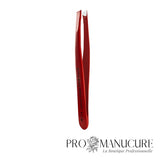 Pince à épiler sourcils large biseautée Staleks Pro Expert 11 Type 3 TE-11/3R poignées rouge acier inox correction sourcils épais
