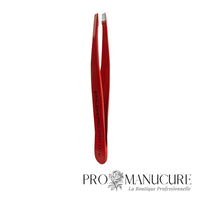 Pince à épiler sourcils biseautée étroite Staleks Pro Expert 11 Type 4 TE-11/4R poignées rouge acier inox correction précise sourcils fins
