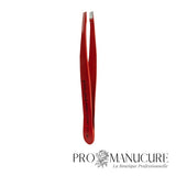 Pince à épiler sourcils biseautée étroite Staleks Pro Expert 11 Type 4 TE-11/4R poignées rouge acier inox correction précise sourcils fins
