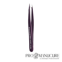 Pince à épiler sourcils à pointe Staleks Pro Expert 11 Type 5 TE-11/5V poignées violet acier inox correction ciblée sourcils
