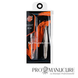 Pack - Pince à épiler sourcils biseautée étroite Staleks Pro Expert 20 Type 4 TE-20/4 acier inoxydable mate 11cm pour correction sourcils fins professionnelle