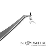 Zoom pince extension cils Staleks TE-40/13 forme L courbée 40° surface polie miroir anti-colle finition satinée affûtage manuel pour pose bouquets volume russe lash artist
