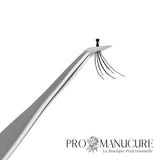 Zoom pince extension cils Staleks TE-40/1 forme L 50° bords 0,5 mm surface polie miroir anti-colle finition satinée affûtage manuel pour pose bouquets volume russe lash artist