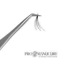 Zoom pince extension cils Staleks TE-40/2 forme L 70° fermeture ultra-précise 3-4 mm manches rainurés mat antidérapant pour formation bouquets éventail depuis ruban volume russe