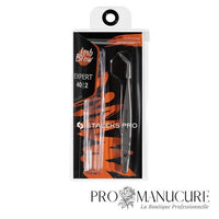 Pack - Pince à cils Staleks Pro Expert 40 Type 2 TE-40/2 L-shaped angle 70° longueur 125 mm acier 40X13 médical dureté 49-53 HRC pour extension cils volume russe 2D 3D 4D professionnelle