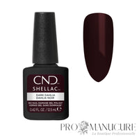 CND Shellac Dark Dahlia – nuancier violet prune aubergine très foncé et flacon 12,5 ml