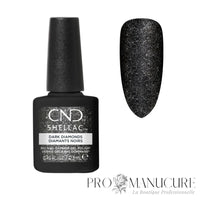 Nuancier CND Shellac Dark Diamonds – noir scintillant aux particules argentées