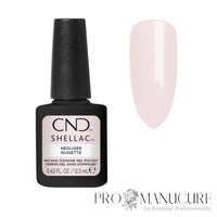 CND Shellac Negligee rose nude translucide avec aperçu de la couleur
