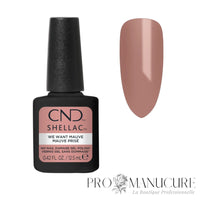 CND Shellac We Want Mauve mauve rosé nude avec aperçu de la teinte